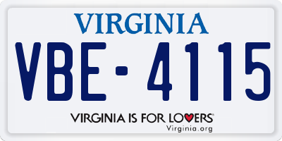 VA license plate VBE4115