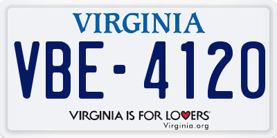 VA license plate VBE4120