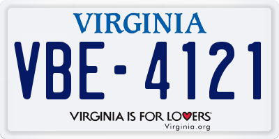 VA license plate VBE4121