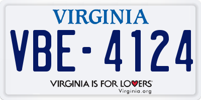 VA license plate VBE4124