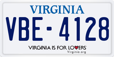 VA license plate VBE4128