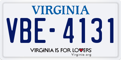 VA license plate VBE4131