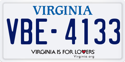 VA license plate VBE4133