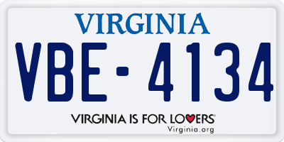 VA license plate VBE4134