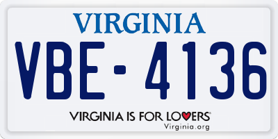VA license plate VBE4136