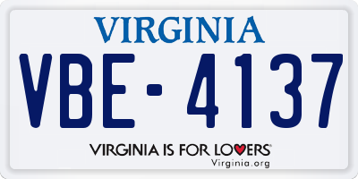 VA license plate VBE4137