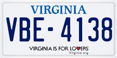 VA license plate VBE4138