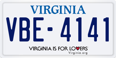 VA license plate VBE4141
