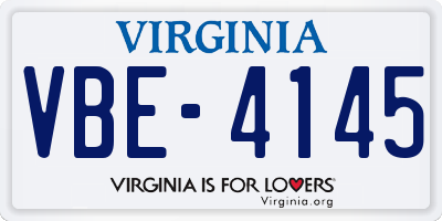 VA license plate VBE4145