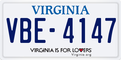 VA license plate VBE4147