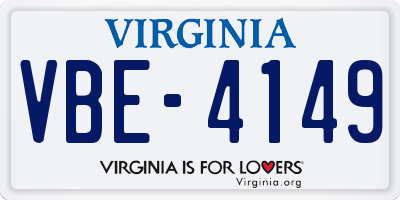 VA license plate VBE4149
