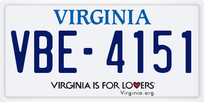 VA license plate VBE4151