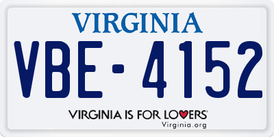 VA license plate VBE4152