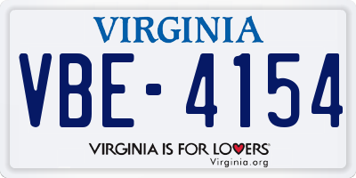 VA license plate VBE4154