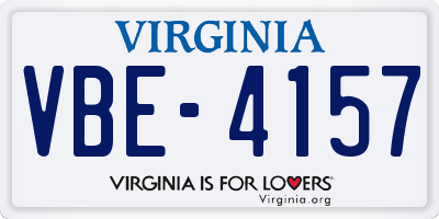 VA license plate VBE4157