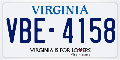 VA license plate VBE4158