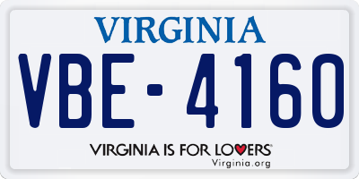 VA license plate VBE4160