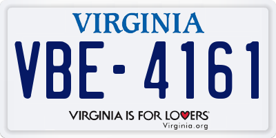 VA license plate VBE4161