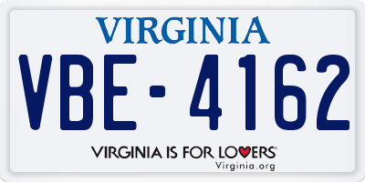 VA license plate VBE4162