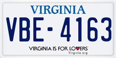 VA license plate VBE4163