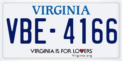 VA license plate VBE4166