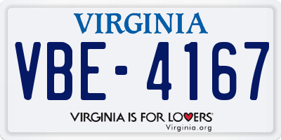 VA license plate VBE4167