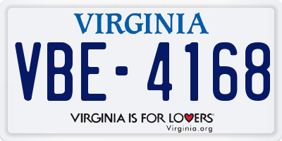 VA license plate VBE4168