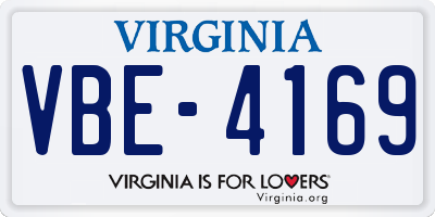 VA license plate VBE4169