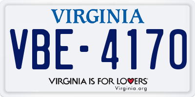 VA license plate VBE4170