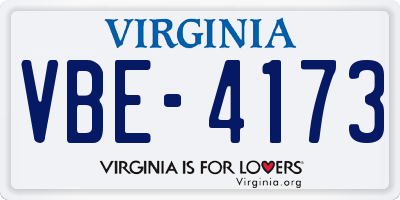 VA license plate VBE4173