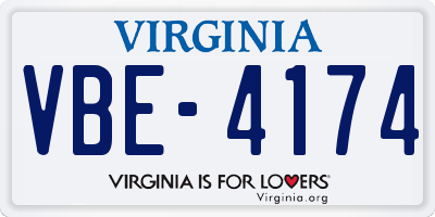 VA license plate VBE4174