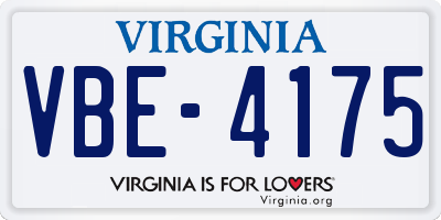 VA license plate VBE4175