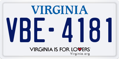 VA license plate VBE4181