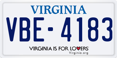 VA license plate VBE4183