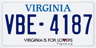 VA license plate VBE4187