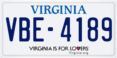 VA license plate VBE4189
