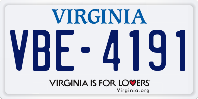 VA license plate VBE4191