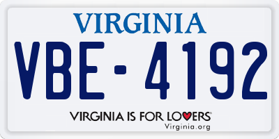 VA license plate VBE4192