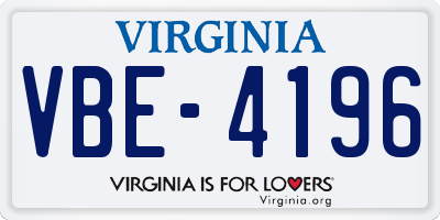 VA license plate VBE4196