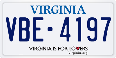 VA license plate VBE4197