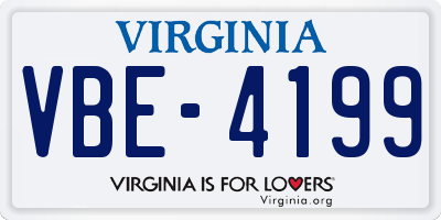 VA license plate VBE4199