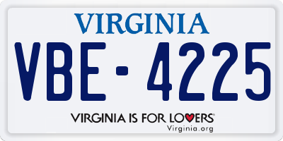 VA license plate VBE4225