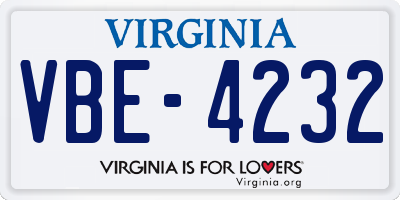 VA license plate VBE4232