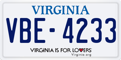 VA license plate VBE4233