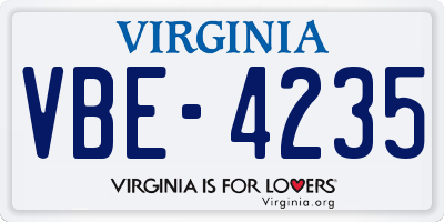 VA license plate VBE4235