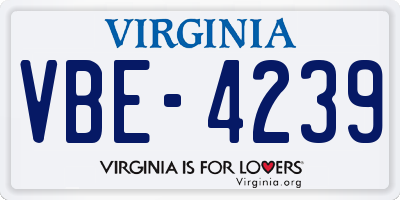 VA license plate VBE4239