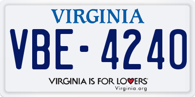 VA license plate VBE4240