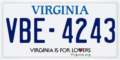 VA license plate VBE4243