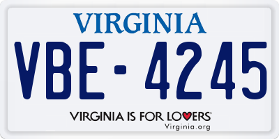 VA license plate VBE4245