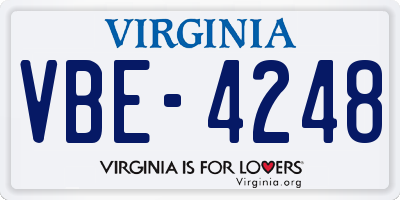 VA license plate VBE4248